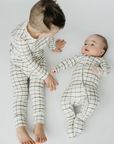 Pattern Construction Grid Bamboo Zip Romper/Set