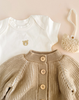 Cotton Brioche Cardigan Beige Kid