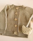 Cotton Brioche Cardigan Beige Kid