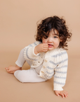 Rib Knit Stripe Cardigan, Bowie Grey Kid