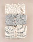 Rib Knit Stripe Cardigan, Bowie Grey Kid