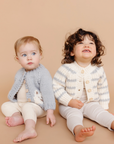 Rib Knit Stripe Cardigan, Bowie Grey Kid