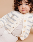 Rib Knit Stripe Cardigan, Bowie Grey Kid