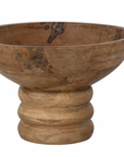 Ribbed Mango Wood Footed Bowl