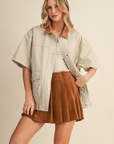 Denim Shortsleeve Jacket with Contrast Collar