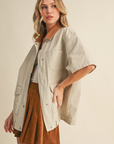 Denim Shortsleeve Jacket with Contrast Collar