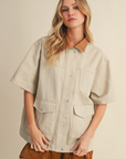 Denim Shortsleeve Jacket with Contrast Collar