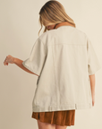 Denim Shortsleeve Jacket with Contrast Collar