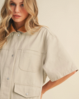 Denim Shortsleeve Jacket with Contrast Collar