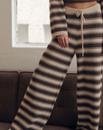 Striped Knit Drawstring Sweater Pants