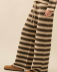Striped Knit Drawstring Sweater Pants