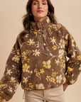 Floral Sherpa Snap Button Pullover