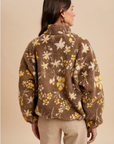 Floral Sherpa Snap Button Pullover