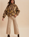 Floral Sherpa Snap Button Pullover
