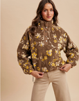 Floral Sherpa Snap Button Pullover