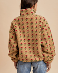 Floral Sherpa Zip Up Jacket