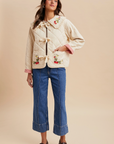 Quilted Strawberry Corduroy Embroidered Jacket