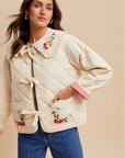 Quilted Strawberry Corduroy Embroidered Jacket