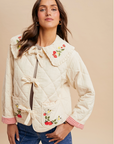 Quilted Strawberry Corduroy Embroidered Jacket