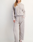 WASHED TEXTURED TERRY HOODIE PULLOVER