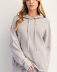 WASHED TEXTURED TERRY HOODIE PULLOVER