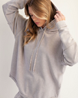 WASHED TEXTURED TERRY HOODIE PULLOVER