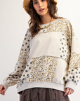MIXED PATCHWORK TERRY KNIT PULLOVER