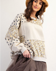 MIXED PATCHWORK TERRY KNIT PULLOVER