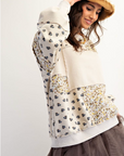 MIXED PATCHWORK TERRY KNIT PULLOVER