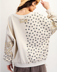 MIXED PATCHWORK TERRY KNIT PULLOVER