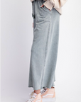 WASHED TERRY KNIT WIDE LEG PANTS