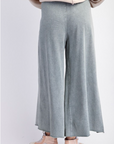 WASHED TERRY KNIT WIDE LEG PANTS
