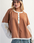 MINERAL WASHED HENLEY TOP
