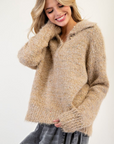 BRUSHED KNIT HENLEY SWEATER