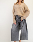 BRUSHED KNIT HENLEY SWEATER