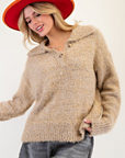 BRUSHED KNIT HENLEY SWEATER