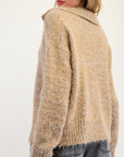 BRUSHED KNIT HENLEY SWEATER