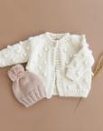 Popcorn Cardigan, Cream Kids