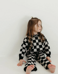 Kids Knit Pant Set | Black Checkerboard
