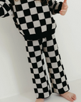 Kids Knit Pant Set | Black Checkerboard