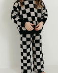 Kids Knit Pant Set | Black Checkerboard