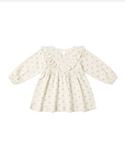 LONG SLEEVE RUFFLE V DRESS || BLUE DITSY, Quincy Mae