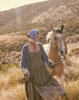 Textured Tonal-Stripe Smocked Maxi Peasant Dress