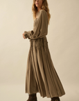Textured Tonal-Stripe Smocked Maxi Peasant Dress