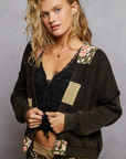 Textured Patchwork Sweater Open Cardigan