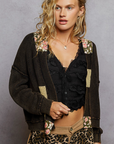 Textured Patchwork Sweater Open Cardigan