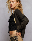 Textured Patchwork Sweater Open Cardigan