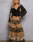 Textured Patchwork Sweater Open Cardigan