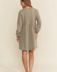Pleated Long Sleeve Sweater Dress