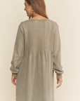 Pleated Long Sleeve Sweater Dress